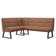 Cerritos Faux Leather Corner Sofa Bench With Metal Legs In Tan - UK
