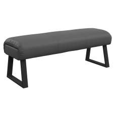 Cerritos Faux Leather Dining Bench With Metal Legs In Grey - UK