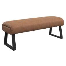 Cerritos Faux Leather Dining Bench With Metal Legs In Tan - UK