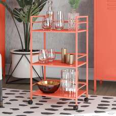 Cerritos Metal Drinks Serving Trolley With 3 Shelves In Orange - UK