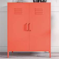 Cerritos Narrow Metal Storage Cabinet With 2 Doors In Orange - UK