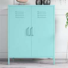 Cerritos Narrow Metal Storage Cabinet With 2 Doors In Spearmint - UK