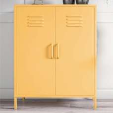 Cerritos Narrow Metal Storage Cabinet With 2 Doors In Yellow - UK