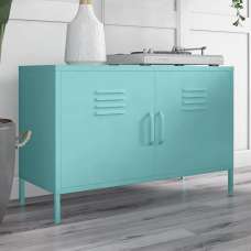 Cerritos Wide Metal Storage Cabinet With 2 Doors In Spearmint - UK