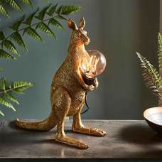 Cesme Kangaroo Shape Table Lamp In Vintage Gold - UK