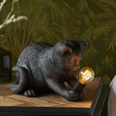 Cesme Kitten Shape Table Lamp In Matt Black - UK