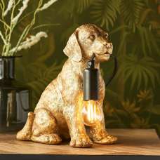 Cesme Puppy Shape Table Lamp In Vintage Gold - UK