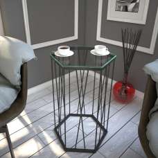 Cetrus Glass Top Side Table with Anthracite Metal Frame - UK