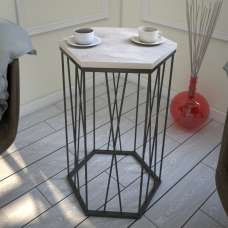 Cetrus Oak Wooden Top Side Table with Black Metal Frame - UK