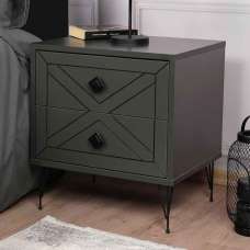 Cevano Wooden Side Table with Metal Legs in Anthracite - UK