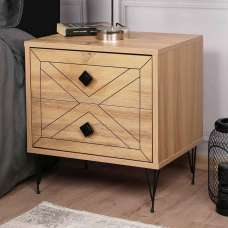Cevano Wooden Side Table with Metal Legs in Pine - UK