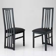 Cexa Black Wooden Dining Chairs In Pair - UK