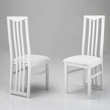 Cexa White Wooden Dining Chairs In Pair - UK