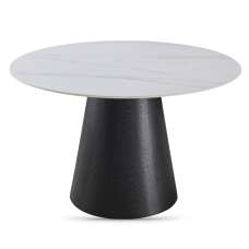 Chambly Round Sintered Stone Dining Table in Black and White - UK