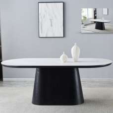 Chambly Sintered Stone Top Dining Table - White And Black - UK