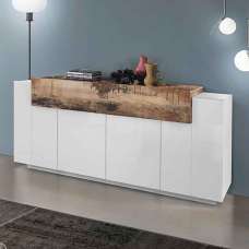Chandler High Gloss Storage Unit With 2 Doors 1 Flap In White And Pereira - UK