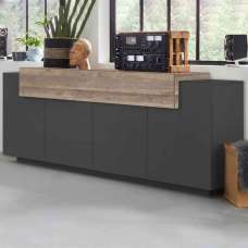 Chandler Wooden Storage Unit With 2 Doors 1 Flap In Anthracite And Oak - UK