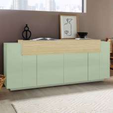 Chandler Wooden Storage Unit With 2 Doors 1 Flap In Sage Green And Chopin Oak - UK