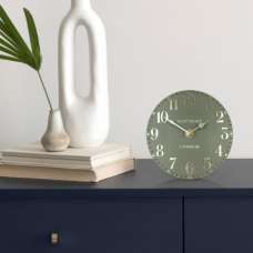 Chantilly Small Metal Mantel Clock In Lichen Green - UK