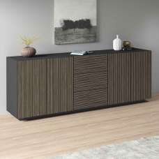 Charleston Wooden Sideboard With 4 Doors 3 Drawers In Anthracite And Dark Oak - UK