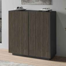 Charleston Wooden Storage Cabinet With 2 Doors In Antracite And Dark Oak - UK