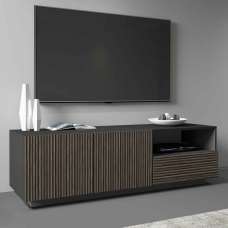 Charleston Wooden TV Stand With 2 Doors 1 Drawer In Anthracite And Dark Oak - UK