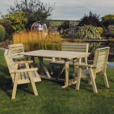 Chatham Wooden Garden Dining Set With 2 Bench 2 Chair In Natural - UK
