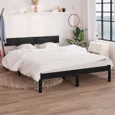 Chavez Solid Pinewood King Size Bed In Black - UK