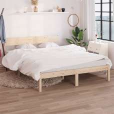 Chavez Solid Pinewood Small Double Bed In Natural - UK