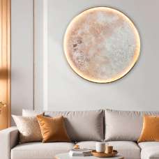 Cheam Canvas LED Moon Wall Art In White And Grey - UK