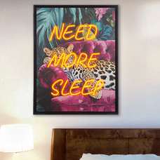 Cheam Canvas Need More Sleep LED Wall Art In Multicoloured - UK