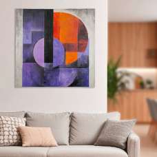 Cheam Wooden Geometric Wall Art In Purple And Red - UK