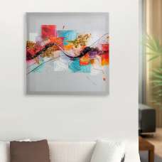 Cheam Wooden Modern Wave Abstract Wall Art In Multicoloured - UK