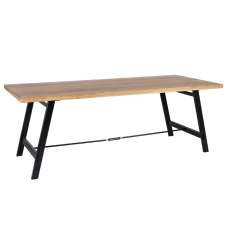 Cheney Large Wooden Dining Table With Black Metal Legs In Oak - UK