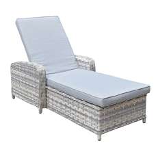 Chenja Rattan Garden Sun Lounger In Silver Grey - UK