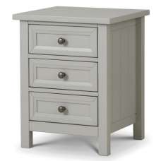 Madge Bedside Cabinet In Dove Grey Lacquer With 3 Drawers - UK