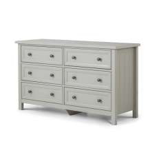 Madge Wide Chest Of Drawers In Dove Grey Lacquer - UK