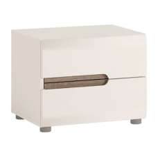 Cheya High Gloss Bedside Cabinet In White Truffle Oak - UK