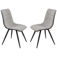 Chieti Grey Fabric Dining Chairs With Grey Legs In Pair - UK