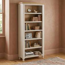 Chilton Wooden Bookcase with 6 Shelves in Grey and Natural - UK