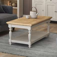 Chilton Wooden Coffee Table With Undershelf - Grey And Natural - UK