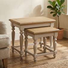 Chilton Wooden Nest Of 2 Tables in Grey and Natural - UK