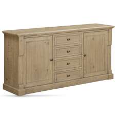 Chilton Wooden Sideboard With 2 Doors 4 Drawers - Rustic Oak - UK