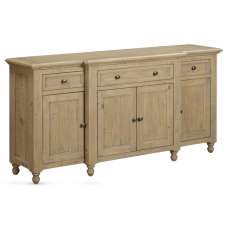 Chilton Wooden Sideboard With 4 Doors 3 Drawers - Rustic Oak - UK