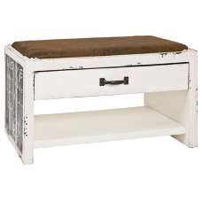 Chinle Textile Fabric Shoe Storage Bench In Lettering Motif - UK
