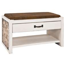 Chinle Textile Fabric Shoe Storage Bench In Wall Street Motif - UK