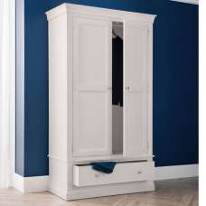 Calida Wooden Wardrobe With 2 Door And 1 Drawer In Light Grey - UK