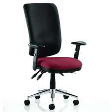 Chiro High Black Back Office Chair In Ginseng Chilli With Arms - UK