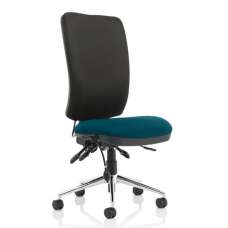 Chiro High Black Back Office Chair In Maringa Teal No Arms - UK