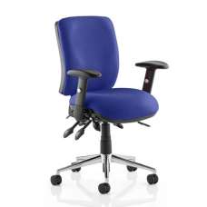 Chiro Medium Back Office Chair In Stevia Blue With Arms - UK